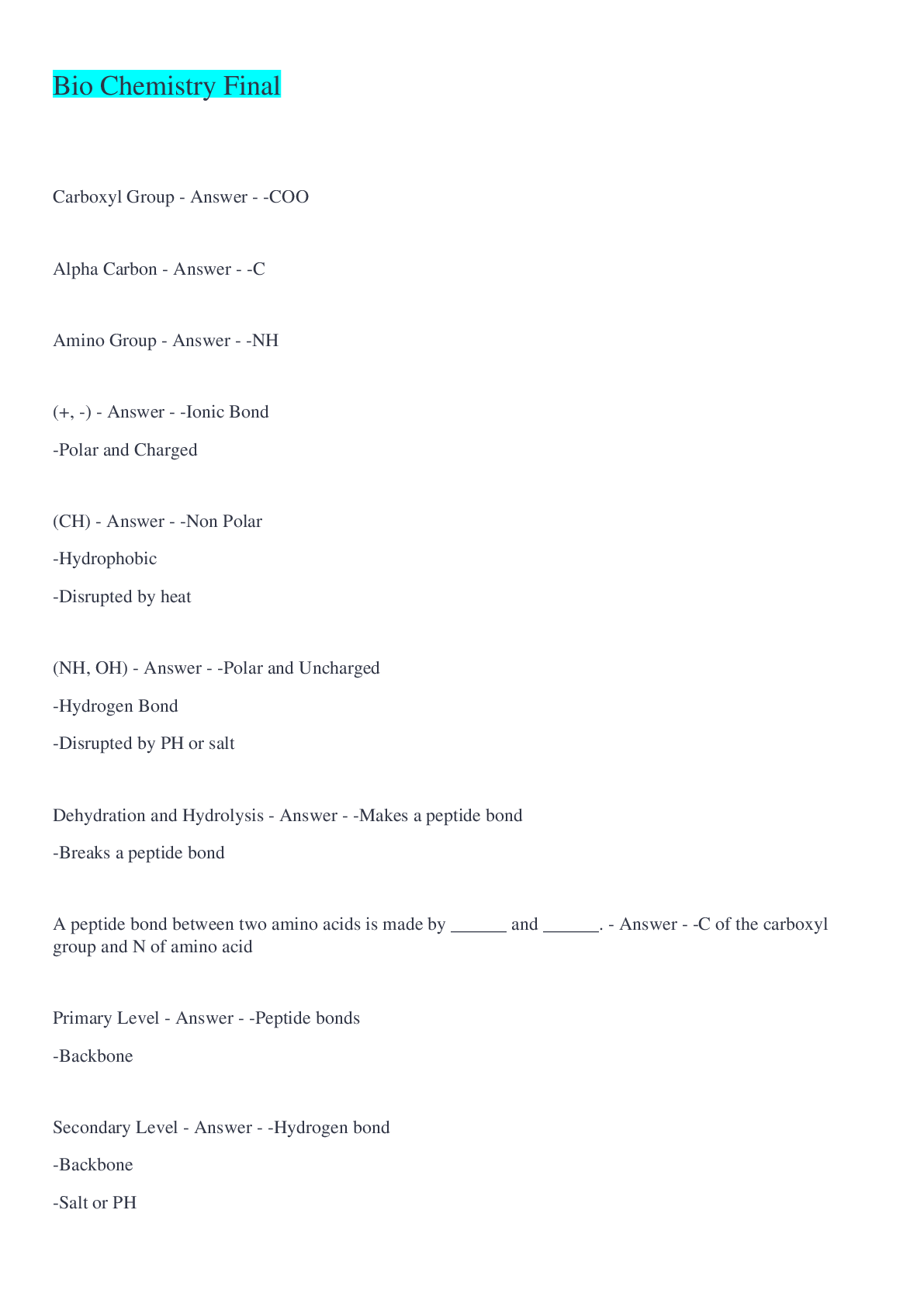 Preview image for Bio Chemistry Final Q&A 2022/2023